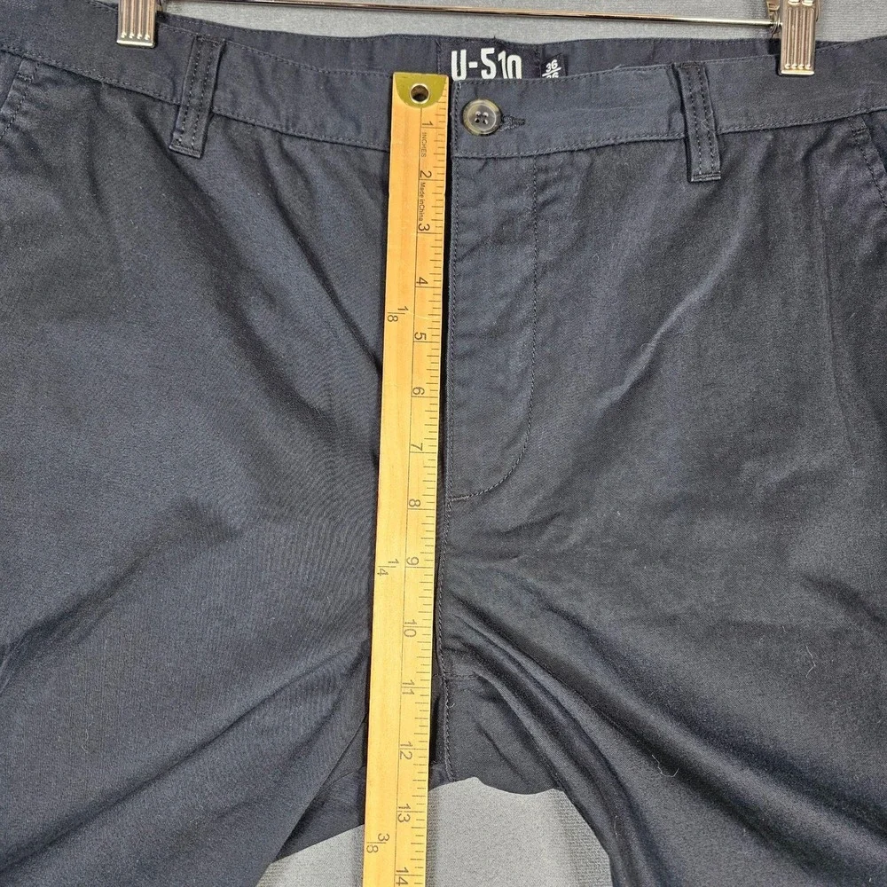 Under 5'10 Pants Mens 36x26 Black Premium Cotton Chino Stretch Casual Straight